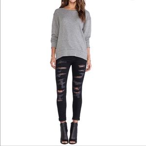 Current / Elliott The Stiletto Black Tattered Jeans